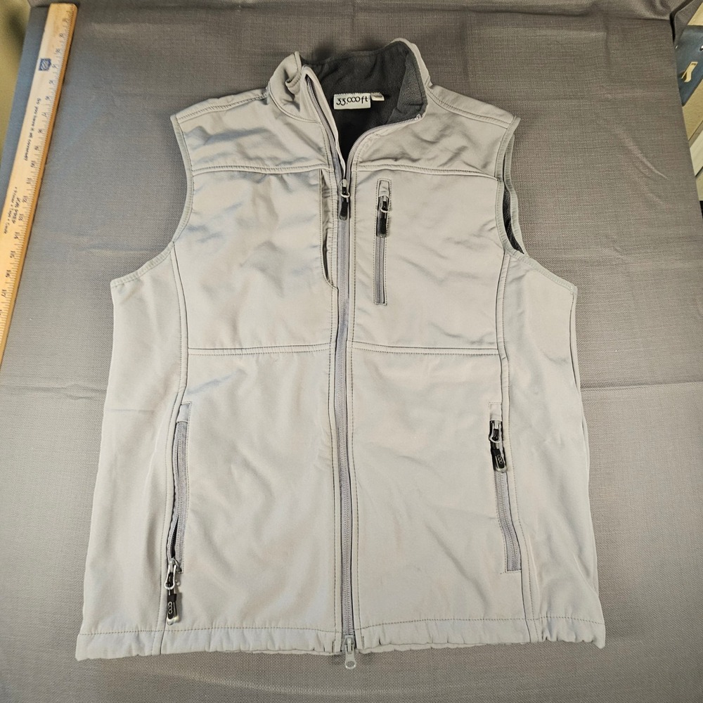 33,000ft Mens Softshell Fleece Lined Vest‎ Gray Full Zip Outdoor 22SF0562-009 M